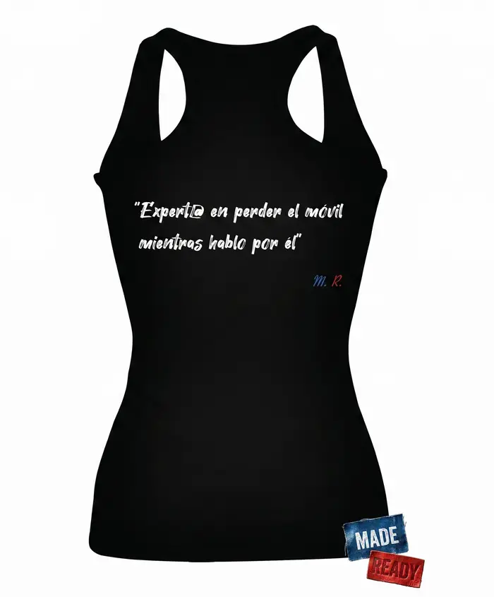 Camiseta intervenida MadeReady con tipografía, pieza única "Texto I"