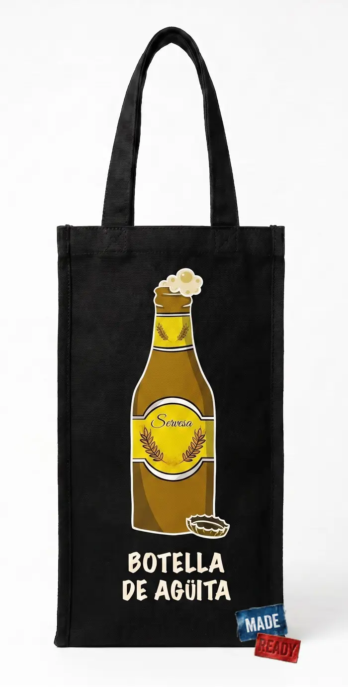 Tote bag intervenido MadeReady, pieza única "Botella Agua"
